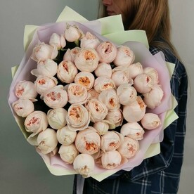 Букет из 15 кустовых пионовидных роз Эмма Вудхаус. Букет 254 Kimbirly Flowers