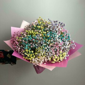 Яркий букет из радужной гипсофилы