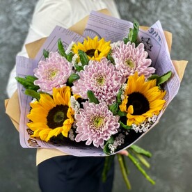 Букет с подсолнухами «Краски лета»