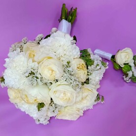 Букет невесты с бутоньеркой «Янг леди»