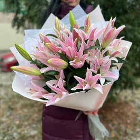 Букет из 7 нежно розовых лилий (моно 007)