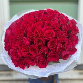 51 роза малиновая , вип букет ( моно 187)