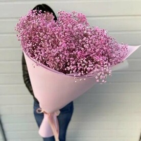 Пышный букет из розовых гипсофил