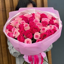 Букет из 51 розовой розы 60 см