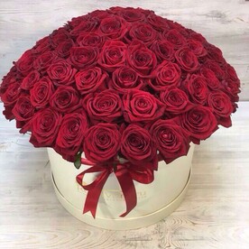 51 красных роз в коробке