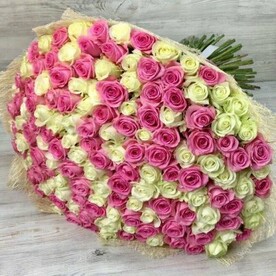 Букет из 101 розовых роз в ленте