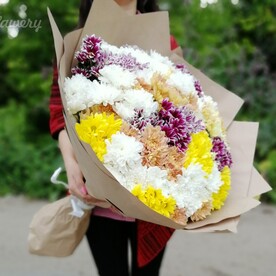 Букет из 51 кустовых хризантемы