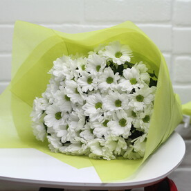 Букет из 9 хризантем, открытка в подарок