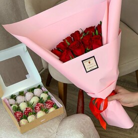 Комбо-набор коробочка и бцукет цветов