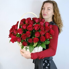 51 красная роза в корзине "Африканская страсть"