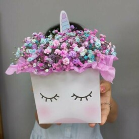 Гипсофила в коробке "Радужный единорог