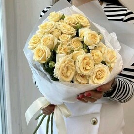 Кремовые кустовые розы Салинеро