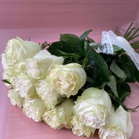 Букет 15 белых роз ПРЕМИУМ