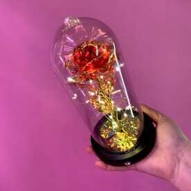 Светящаяся алая Роза в колбе