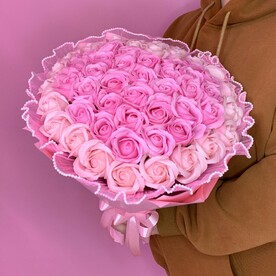 Мыльные розы сердце 55(02) (розы неживые,сделанные из мыла)