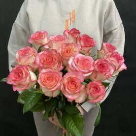 15шт Розовая роза 50см