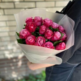 15шт Розовая (градиент) роза 50см