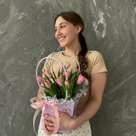 Сумочка с розовыми тюльпанами и ветками FT1272