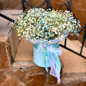 Шляпная коробка средняя с гипсофилой