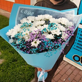 Букет Хризантем и Гипсофилы