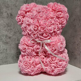 Мишка из роз, розовый