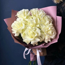 Букет из белых роз "Французский поцелуй!