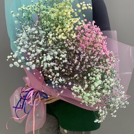 Большой букет из радужной гипсофилы