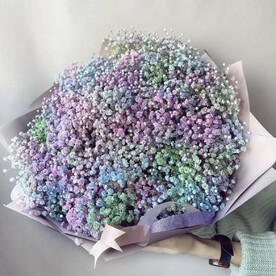 Гипсофила, Хорошее настроение, Упаковка, Открыточка с вашими пожеланиями, Инструкция по уходу за цветами