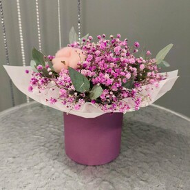 Коробка с гипсофилой Малиновый капкейк