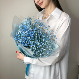 Морская волна - букет из голубой гипсофилы
