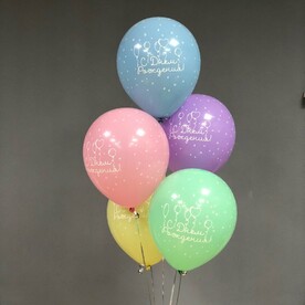 Фонтан из 5 гелиевых шаров на День рождения