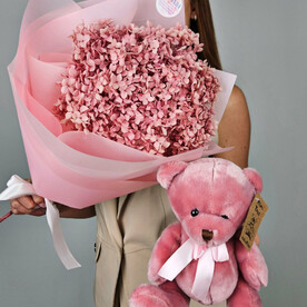 Комбо - вечная гортензия и мишка