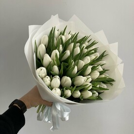Букет из 49 белых тюльпанов