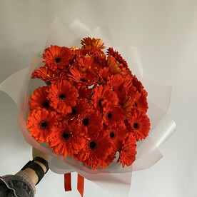 Букет из 39 ярких оранжевых гербер