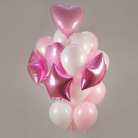 Большой сет воздушных шаров "Клубничный пунш" на 14 февраля