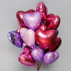 Большой сет фольгированных сердец 15шт микс