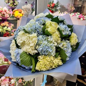 Букет из бело -голубых гортензий 🤍💙