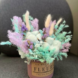 Букет из сухоцветов с хлопком и гортензией