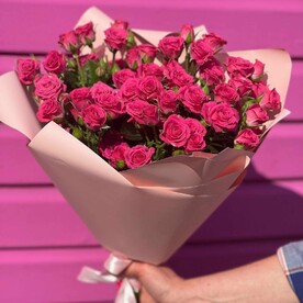 11 кустовых роз в нежной упаковке