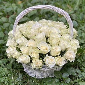 Корзина 51 белая роза