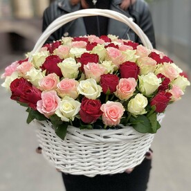 Корзина 101 нежная роза