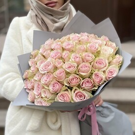51 розовая роза Кения