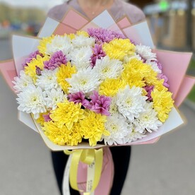 Букет хризантем "Нежный бархат"