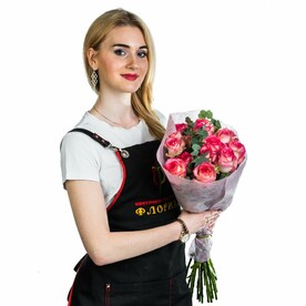 Букет из 15 розовых и белых роз Восторг