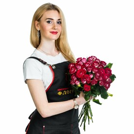 15 кустовых роз (малиновая с белым)