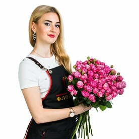 21 пионовидная роза Малина с розовым