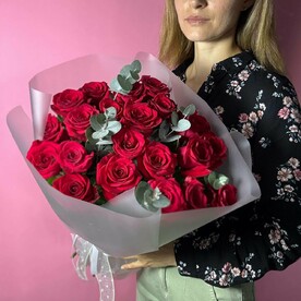 Букет красных роз, Монобукет свежих цветов