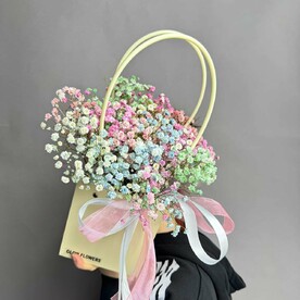 Сумочка с радужной гипсофилой