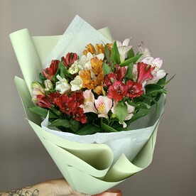 9 альстромерий в стильной упаковке