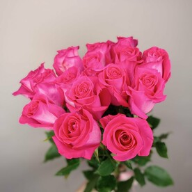 11 ярко-малиновых роз под ленту